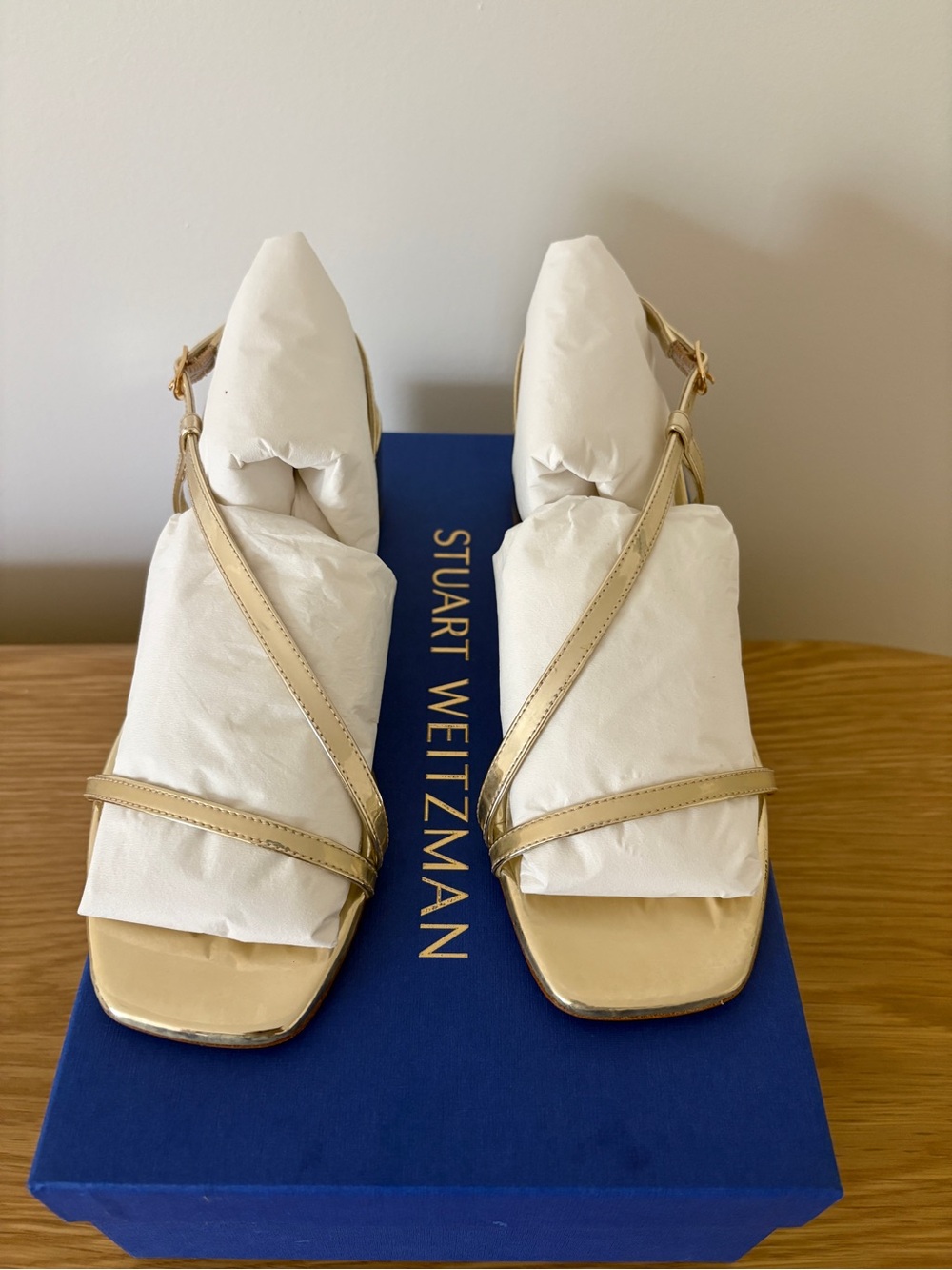Stuart Weitzman Gold Soiree Platino Sandal Brand New With Box!
